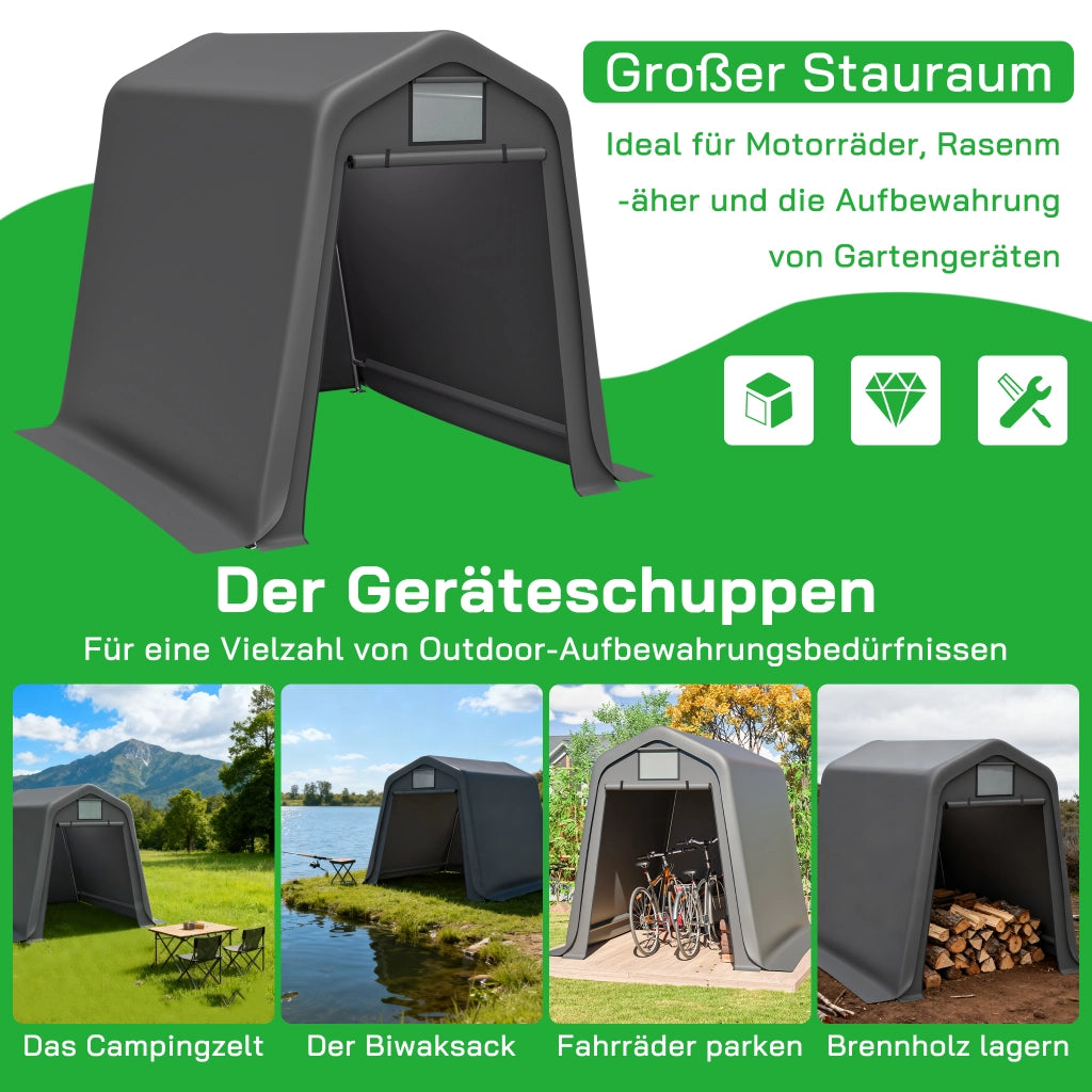 Capanno da Giardino con Teli Avvolgibili e Aerazione; Protezione da Pioggia e UV in PE Grigio 183 x 245 x 217 cm