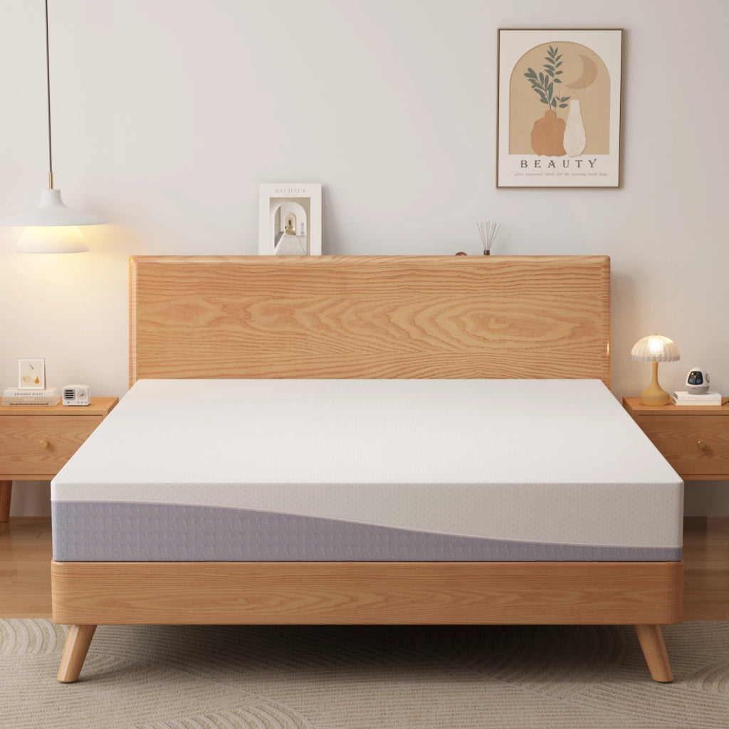 Materasso matrimoniale 180 × 200 cm in schiuma, reversibile H3/H4 con fodera sfoderabile e lavabile, bianco grigio