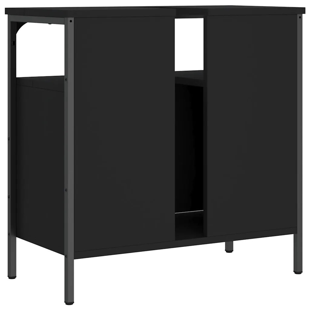 Mobile Lavabo | Armadio Lavabo Bagno Nero 60x30x60 cm in Legno Multistrato