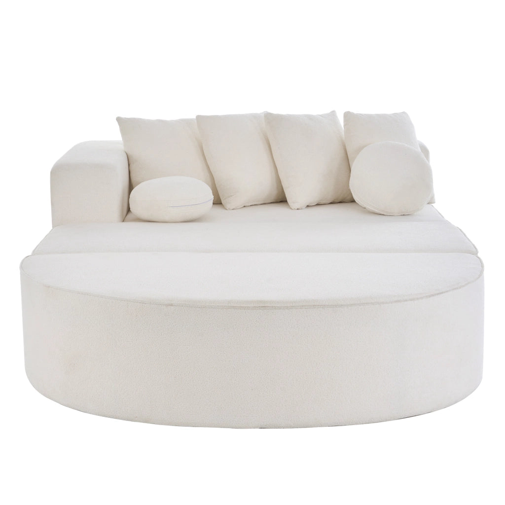 Divano modulare trasformabile in ciniglia bianca 263x171 cm