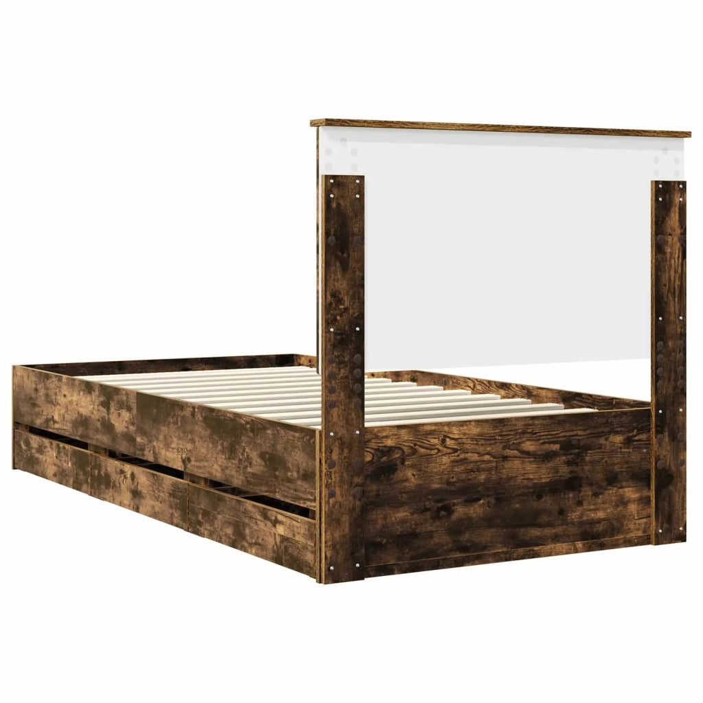 Struttura del letto con cassetto Rovere fumé 100 x 200 cm 3411149