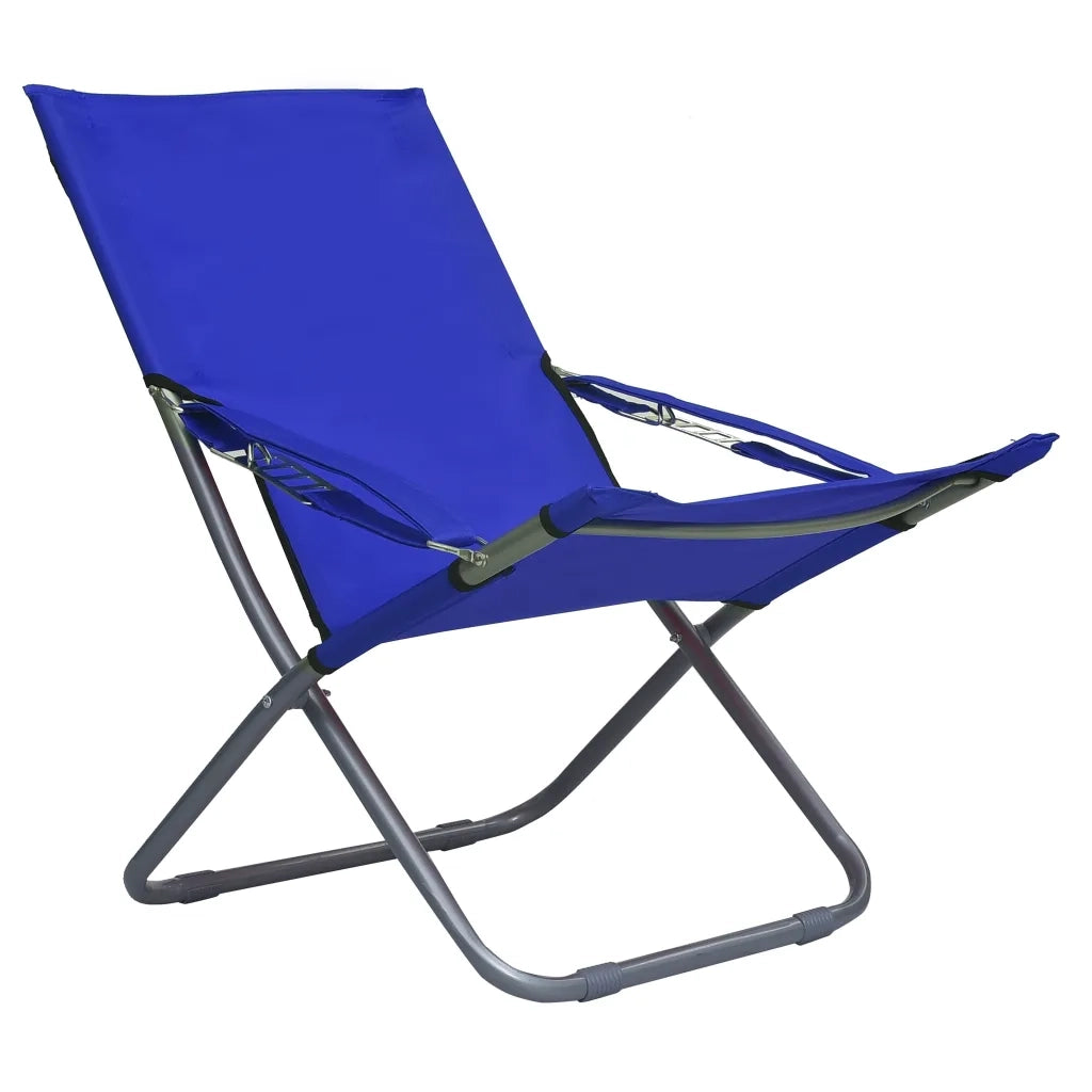 Sedie da Spiaggia Pieghevoli 2 pz | Sedie da Esterno in Tessuto Blu
