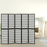 Divisorio Pieghevole 5 Pannelli Stile Giapponese 200x170cm Nero 352081