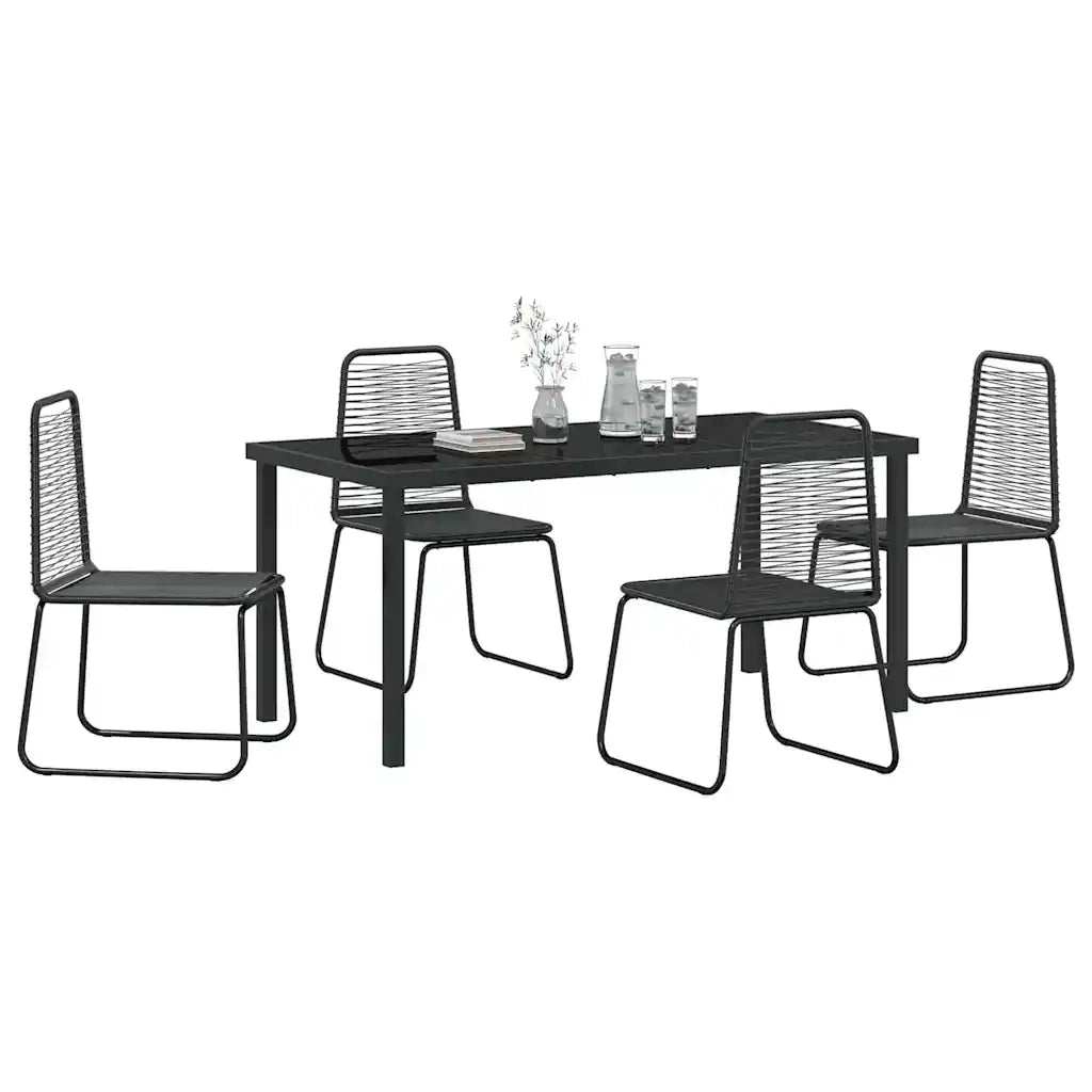 Set da Pranzo per Giardino 5 pcs Nero