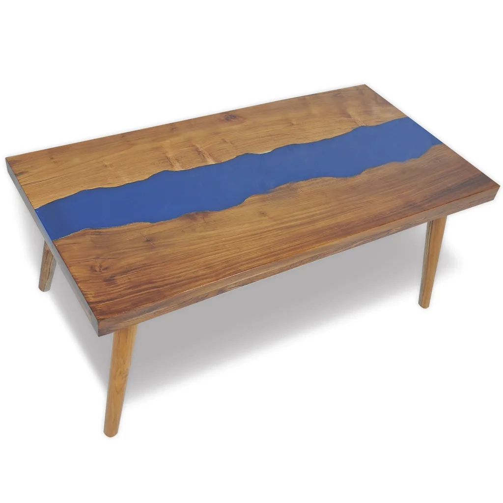 Tavolino da CaffÃ¨ in Legno di Teak e Resina 100x50x40 cm cod mxl 59532