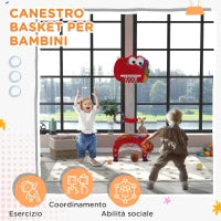 Canestro Basket per Bambini 5 in 1 con Altezza Regolabile, Porta da Calcio e Golf, Età 3-6 Anni, Rosso