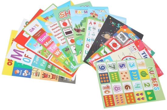 Set di poster educativi 12 pezzi - Acquario - Apprendimento precoce - Dimensioni 42 x 29 cm - Posters per la scuola - Impermeabili