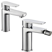 Coppia di miscelatore rubinetto bidet e miscelatore lavabo linea asia cromata