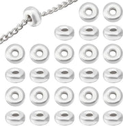 Spaziatori in argento sterling 925 - 30 pezzi - Rondelle piatta a forma di anello - Heishi - per creare gioielli DIY - 4,5 x 2 mm