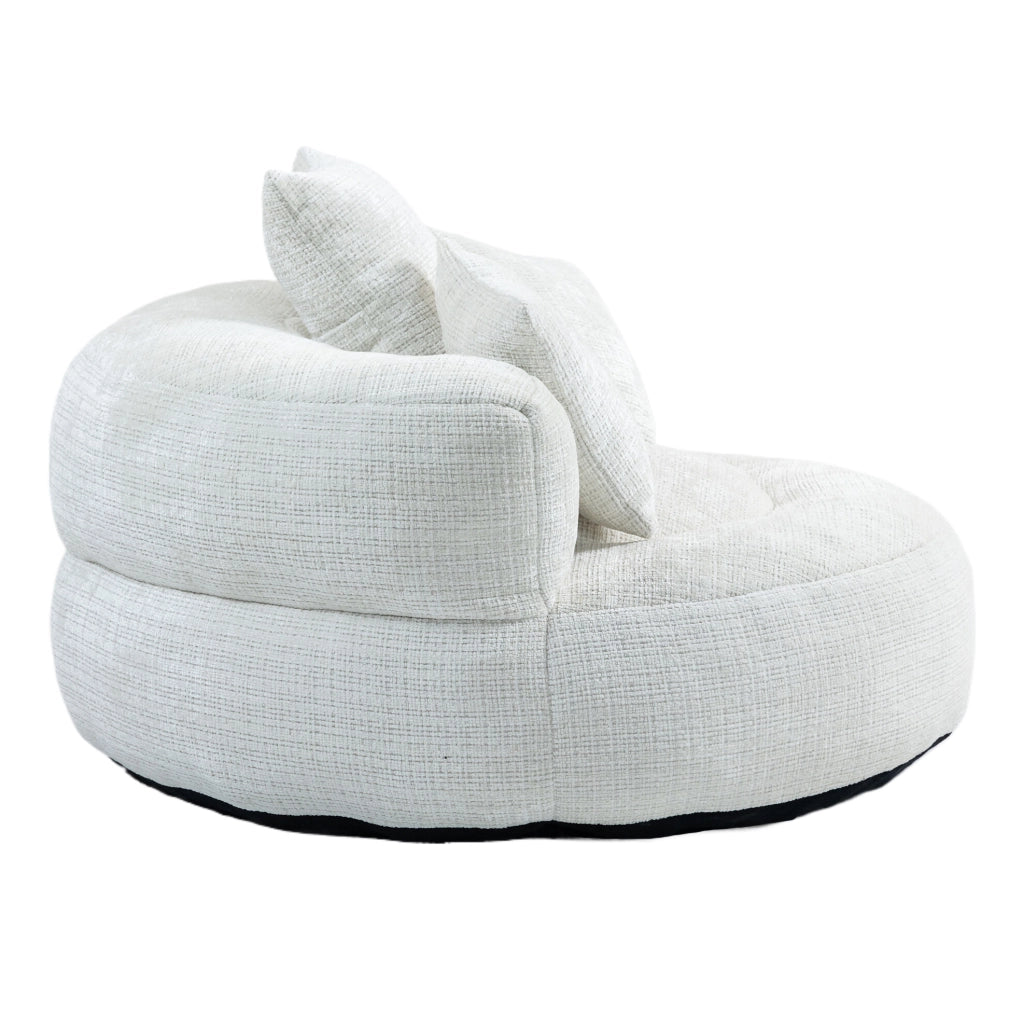 Sitzsack poltrona lazy in ciniglia beige 108x108x52 cm con schienale alto e braccioli