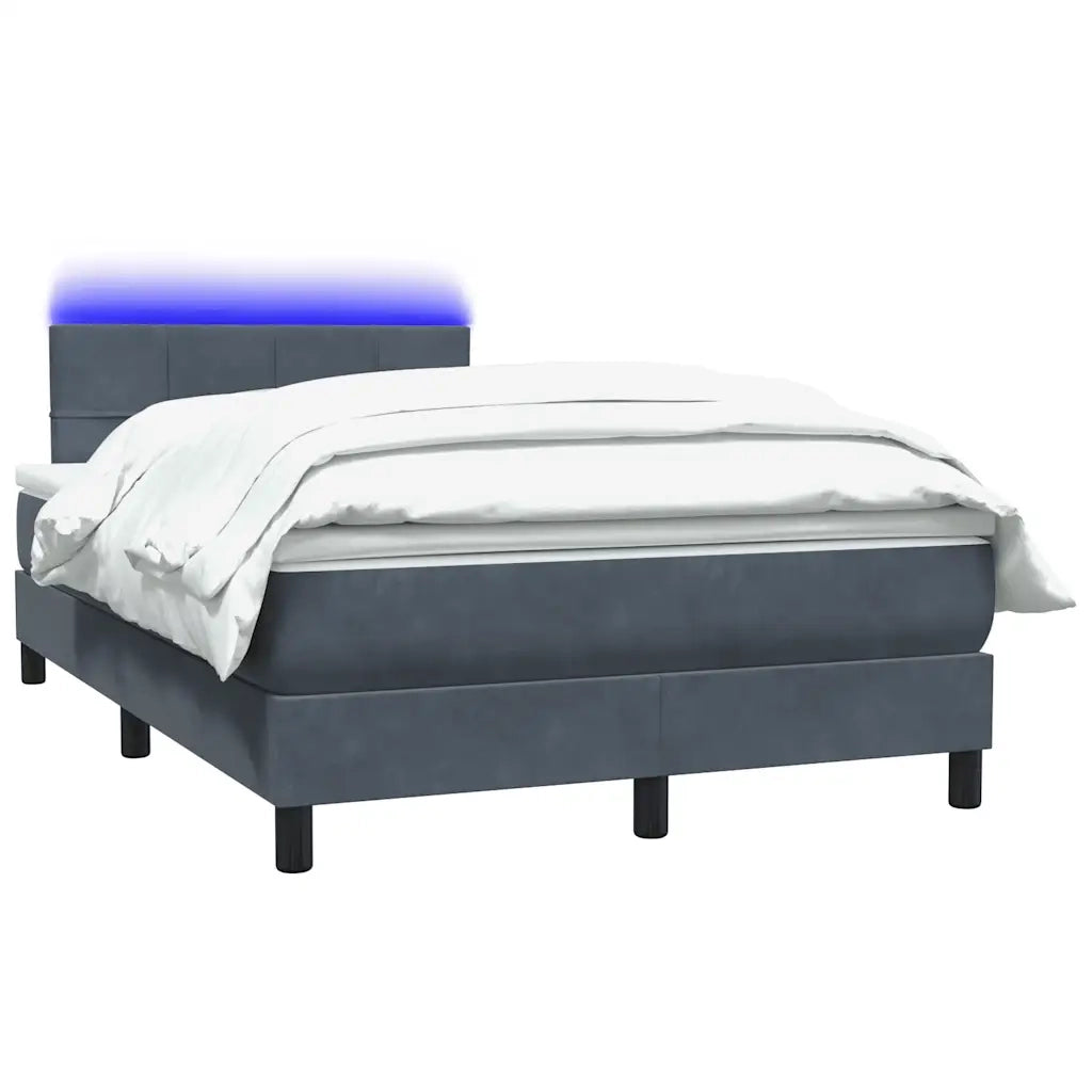 Letto a Molle con Materasso e LED Grigio Scuro 120x220 cm Velluto 3316924