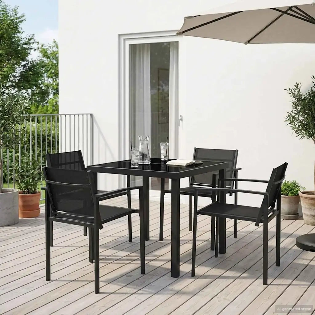 Set di Mobili da Esterno 5 pcs Nero e antracite 80 x 80 x 73 cm