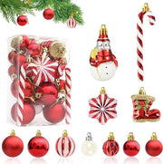 Set di palline di Natale 34 pezzi Rosso Bianco Decorazione di Natale per albero di Natale - Palline di Natale in plastica in diverse dimensioni