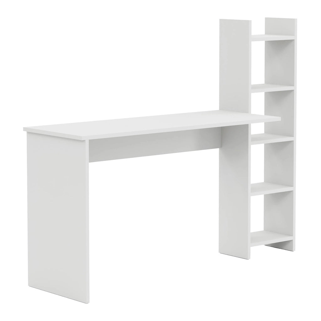 Scrivania Chagtuniejle con Scaffale Laterale 150 x 45 x 120 cm - Bianco [en.casa]