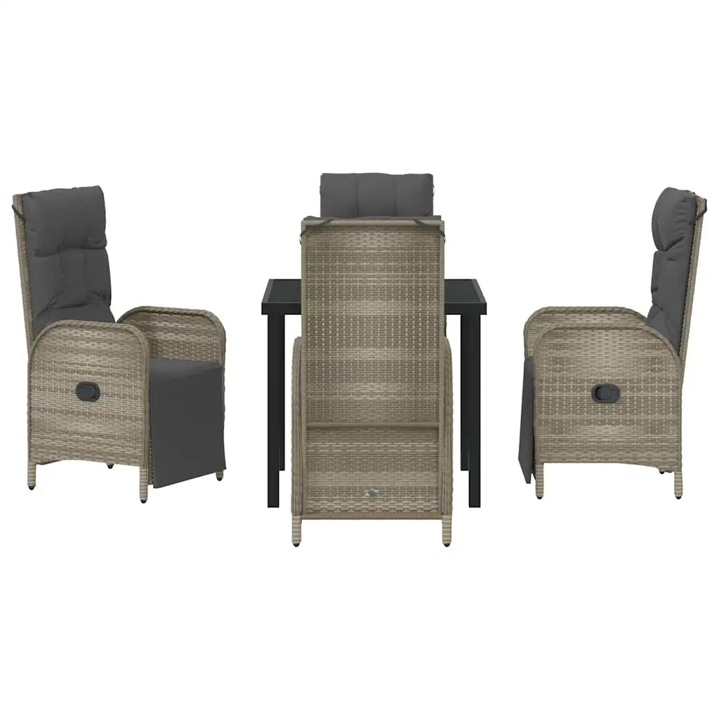 Set da Pranzo per Giardino con cuscino 5 pcs Grigio polyrattan 3380135