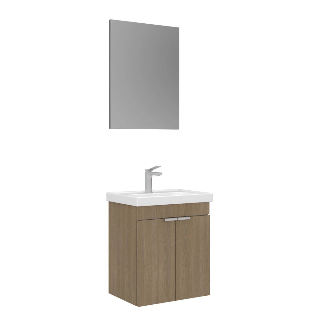 Set mobile lavabo con specchio (2 pezzi) "Desna 50" - 50 x 38 x 58 cm - Rovere