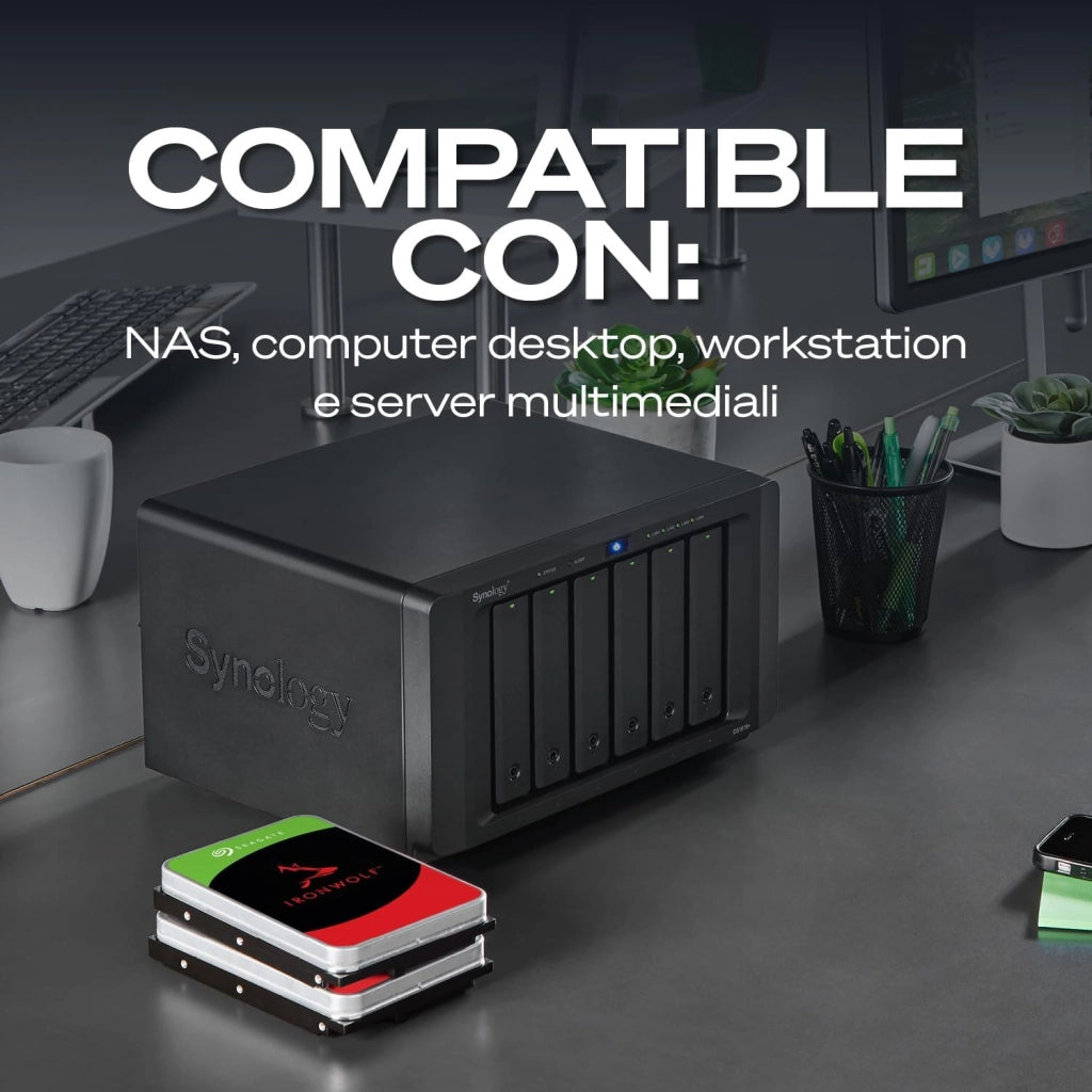 IronWolf 8TB, Unità disco interna, per NAS RAID, NAS, 3.5", SATA 6 GB/s, 7200 RPM, FFP, Data Rescue Service (ST8000VNZ02)