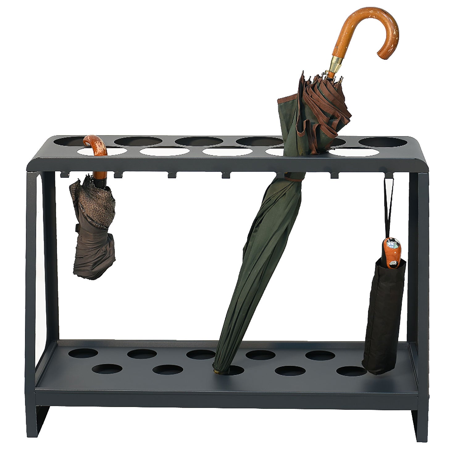 Portaombrelli Design Moderno Rettangolare Capienza 17 Ombrelli in Acciaio Antracite