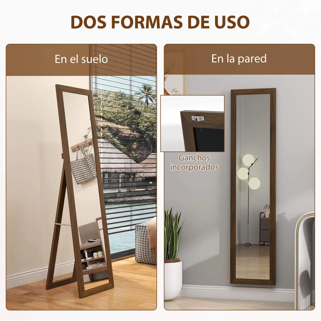 Specchio a Pieno Corpo 157x37 cm ¨C zephmum ¨C MDF Legno di Noce