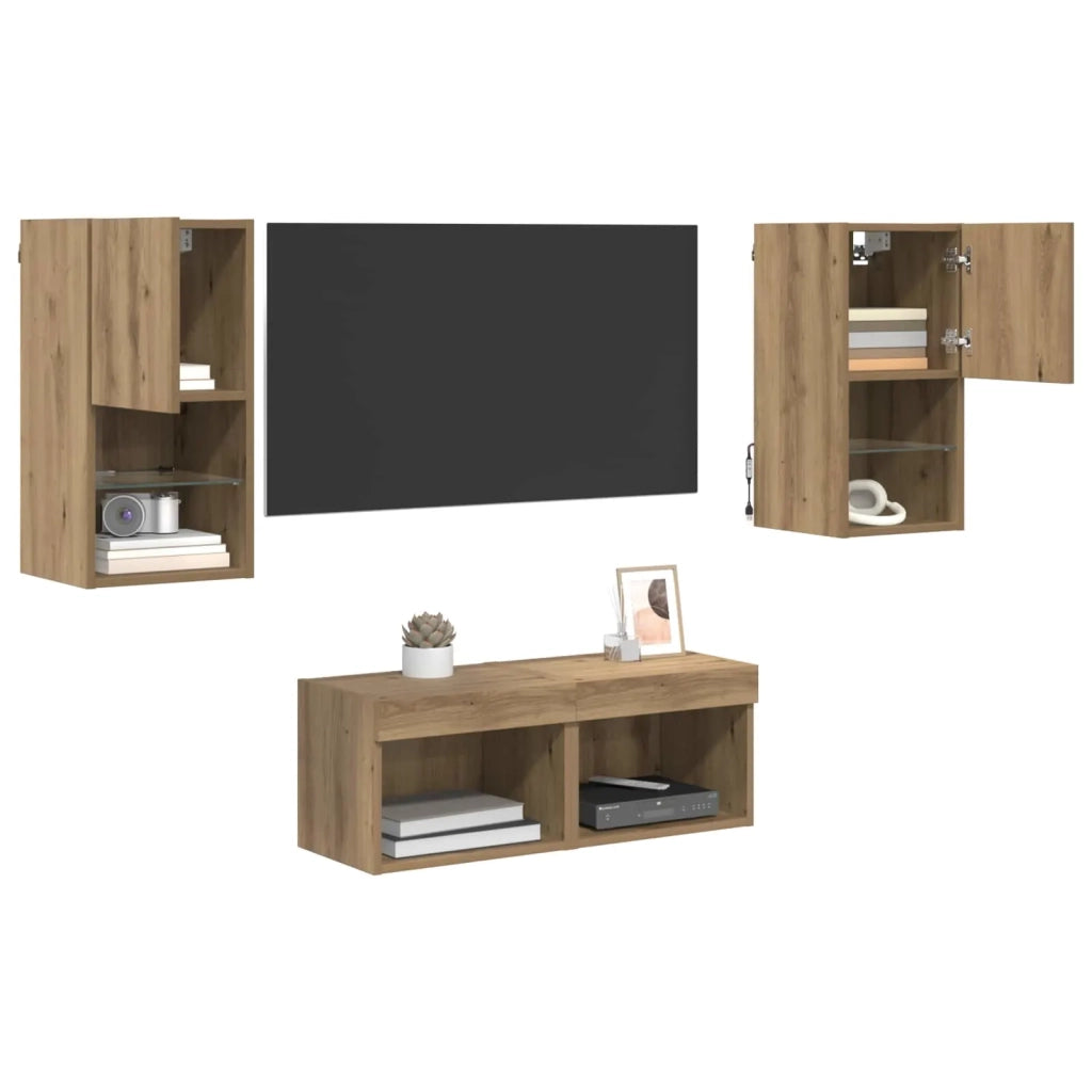 Mobiletti TV da Parete 4 pcs Rovere artigianale 3402915