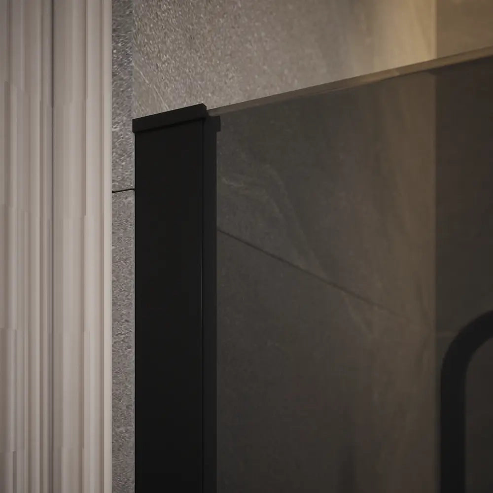 Doccia walk-in 110cm vetro temperato anticalcare 10mm fumé profili neri | Naxos