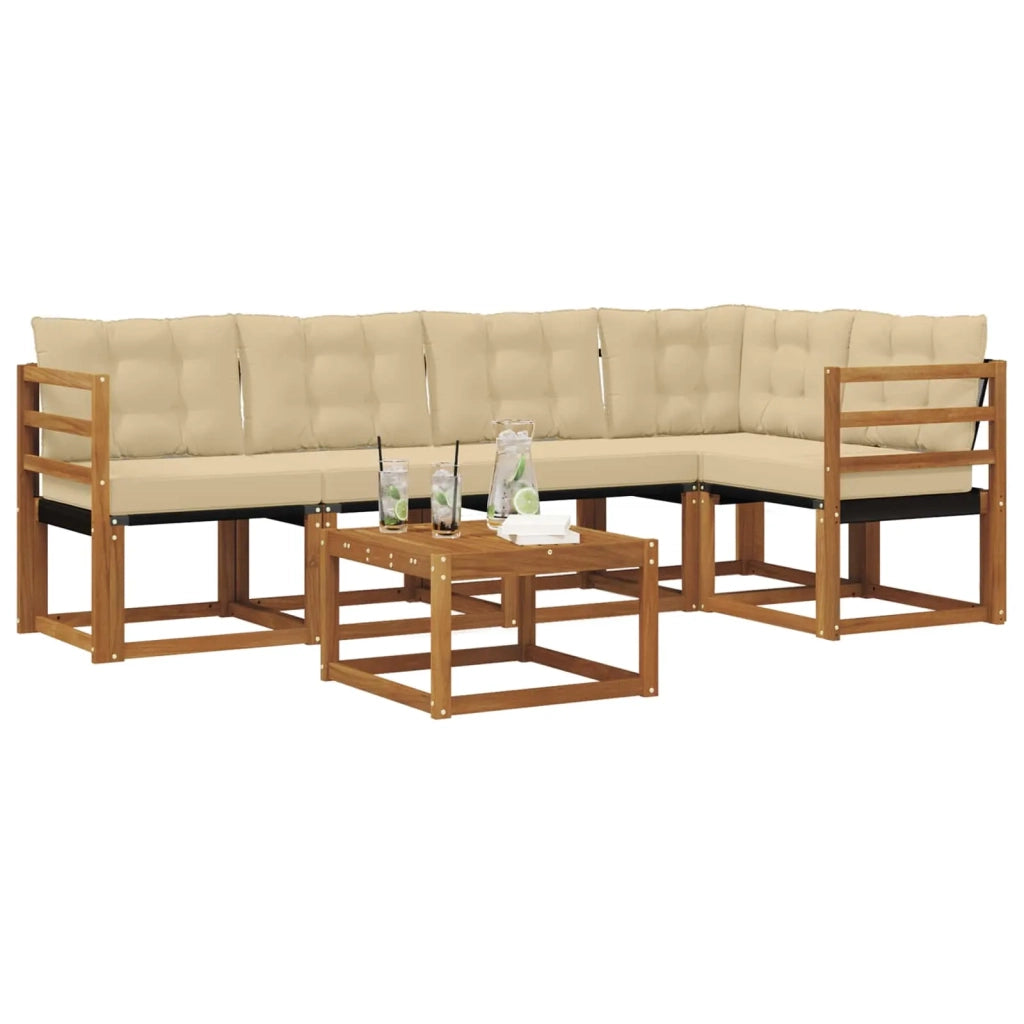 Set di divani da esterno con cuscino 6 pcs Naturale e Beige 3368680