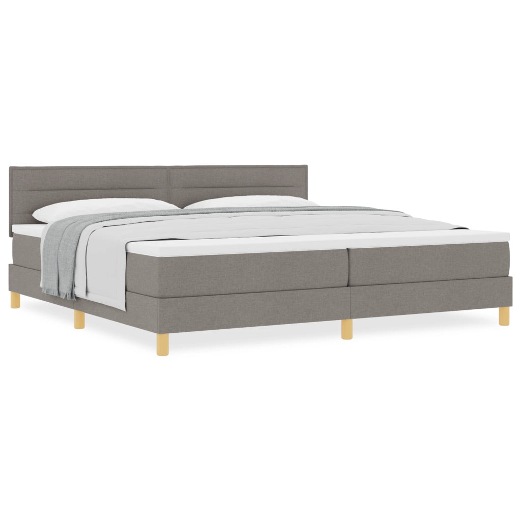 Letto Box Spring con Materasso Tortora 200x200 cm Tessuto