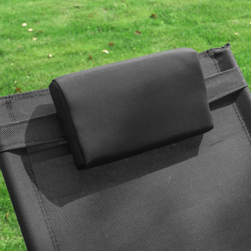 SoBuy Lettino Sdraio da Giardino a Dondolo - Sedia a Dondolo da Esterno in Textilene Nero con Telaio in Metallo, 150x63x87cm, Lettino Prendisole per Terrazza, Piscina, Patio, OGS28-SCH