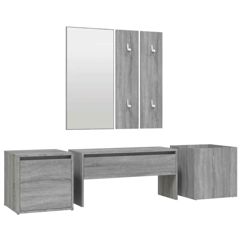 Set di Mobili da Corridoio Grigio Sonoma in Legno Multistrato