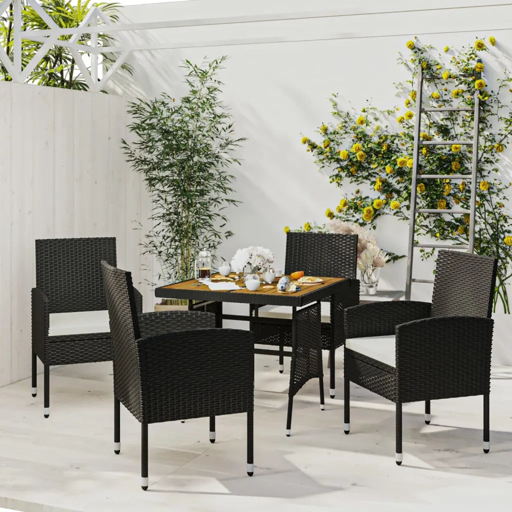 Set da Pranzo per Giardino 5 pz in Polyrattan Nero 3120090