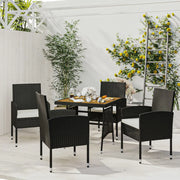 Set da Pranzo per Giardino 5 pz in Polyrattan Nero 3120090