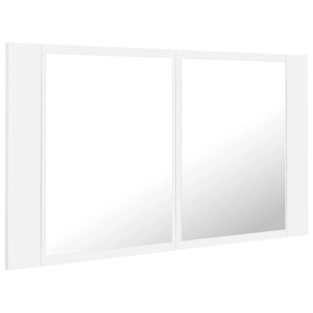 Mobiletto da bagno con specchio LED 80 x 12 x 45 cm acrilico bianco 02_0006651