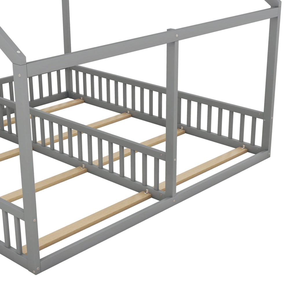 Letto per bambini doppio 2 in 1 90x200 cm grigio