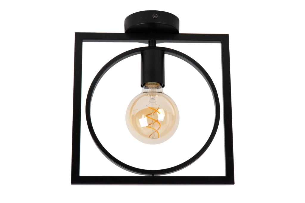 Plafoniera vintage in metallo nera Lucide SUUS E27 40W