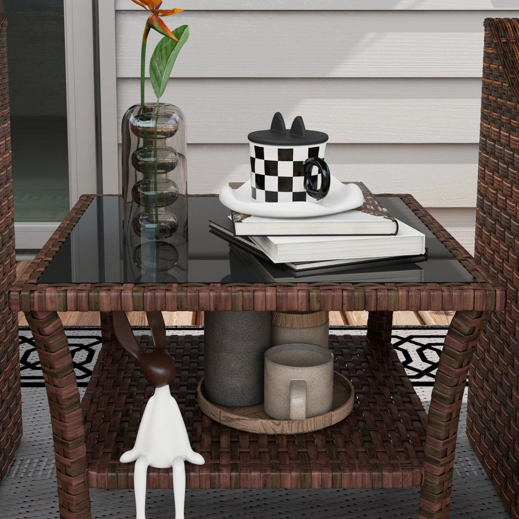 Tavolino da Giardino in Rattan ¨C zephmum ¨C Marrone 50x50x45 cm