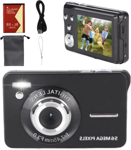 27 Pollici 4K 56 MP Piccola Camera Digitale - Antishock - 20x Zoom - Mini Camera Digitale per Bambini - Fotografia Caricabile per Studenti - Compatta Camera da Porta - Autofocus.