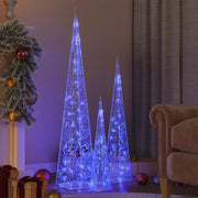 Set Coni di Luce LED Acrilico Decorativo Blu 60/90/120 cm 328973