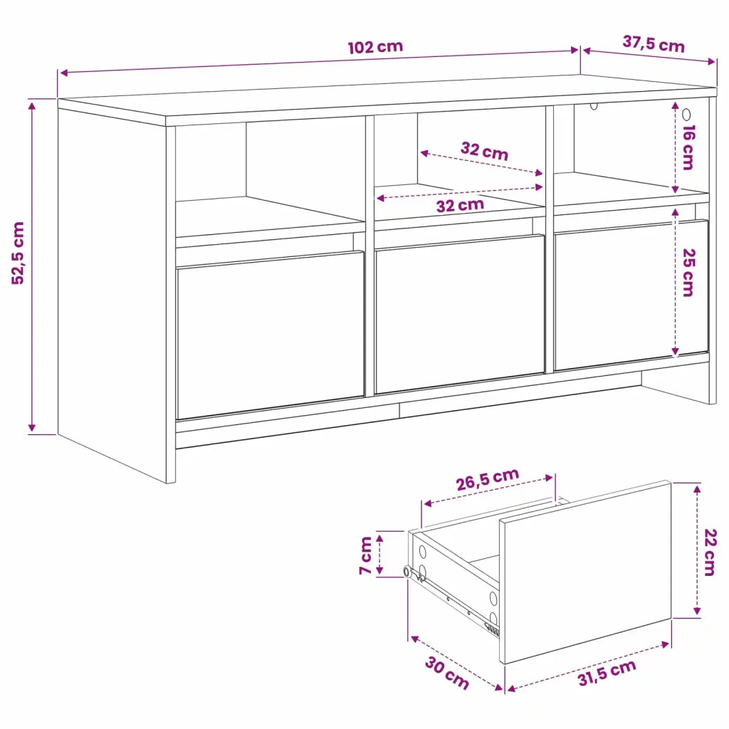 Mobile TV 102 x 37,5 x 52,5 cm Legno di quercia 8017358