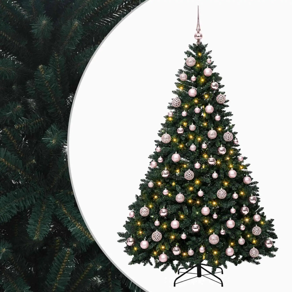 Albero di Natale artificiale verde scuro con palline 240 cm 3466748