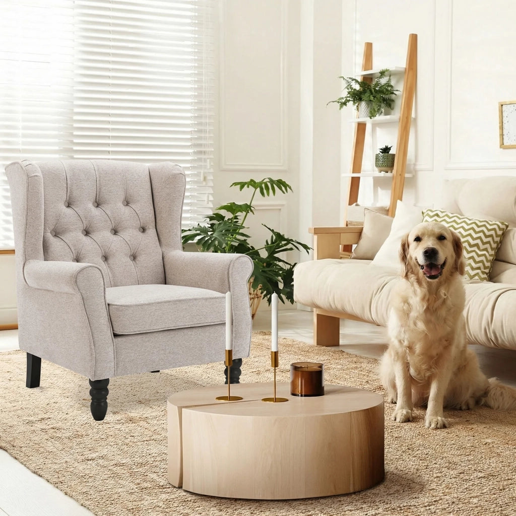 Poltrona Design Minimalista, Comfort e Stile per Interni Moderni - Beige