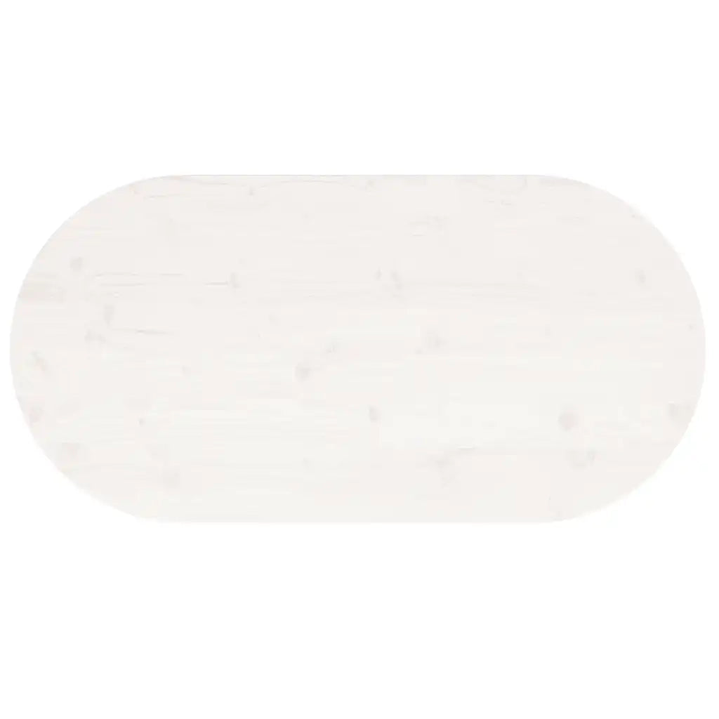 Piano Tavolo Bianco 110x55x2,5 cm Legno Massello di Pino Ovale 824366