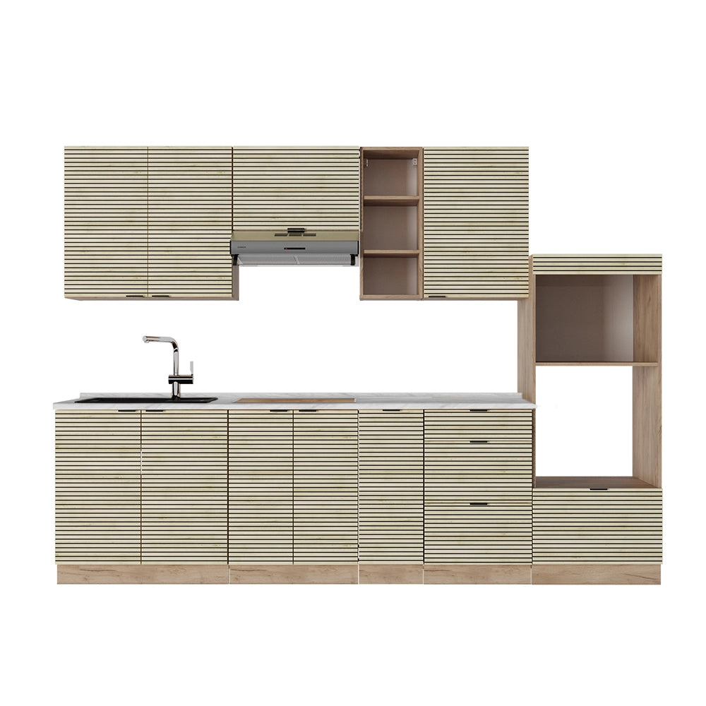 Cucina componibile Fame-Line Pannello in quercia/Rovere dorato 280 cm senza piano di lavoro Vicco