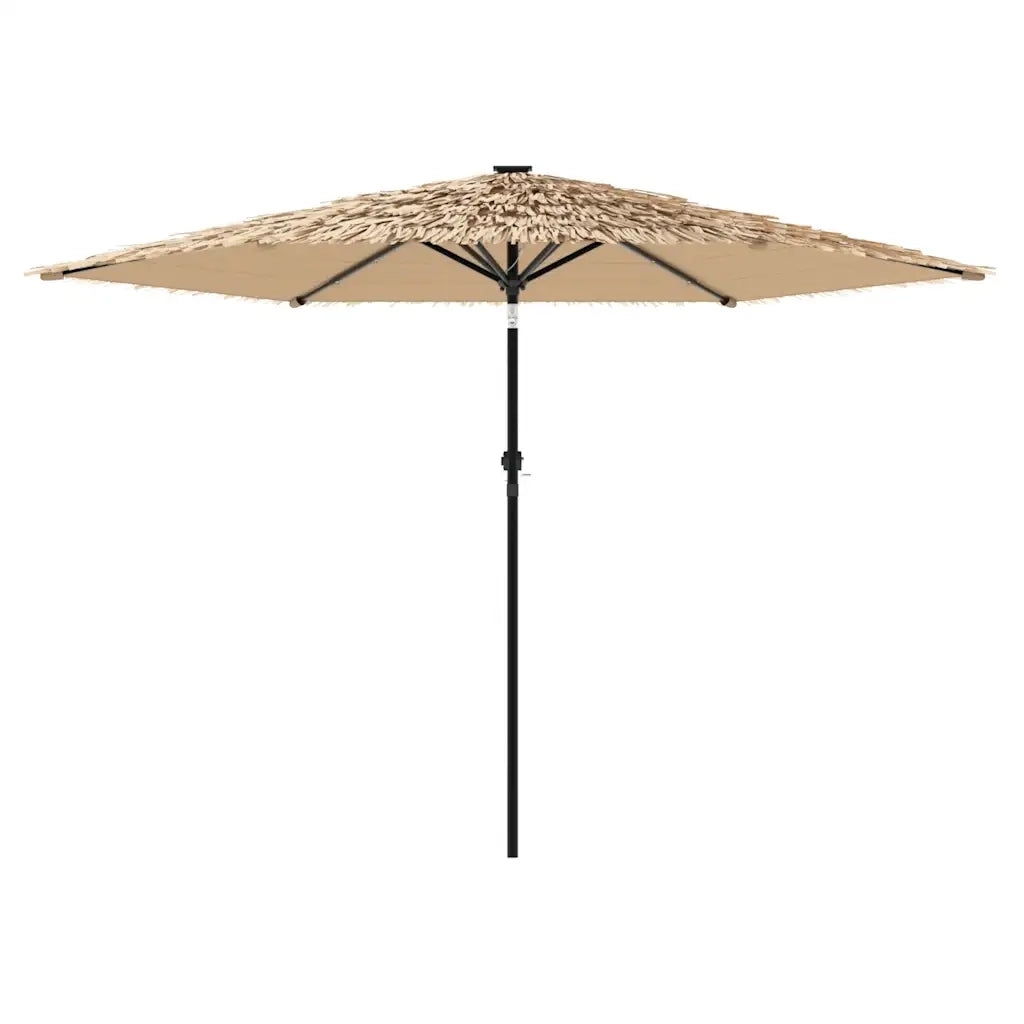 Ombrellone Giardino LED-Ombrello da Balcone e Palo in Acciaio Marrone 288x288x225cm