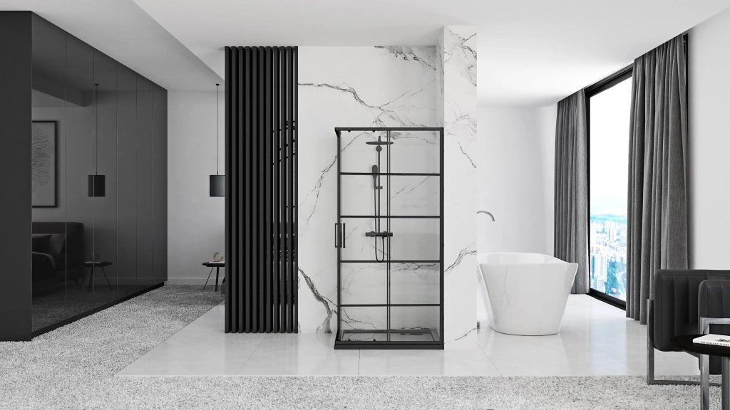 Cabina Doccia Rea Concept Black 80x100 con piatto doccia Savoy