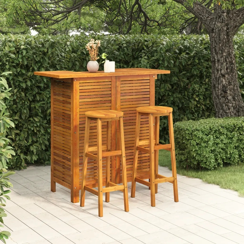 Set da Bar per Giardino 3 pz | Set Salotto da Giardino in Legno Massello di Acacia