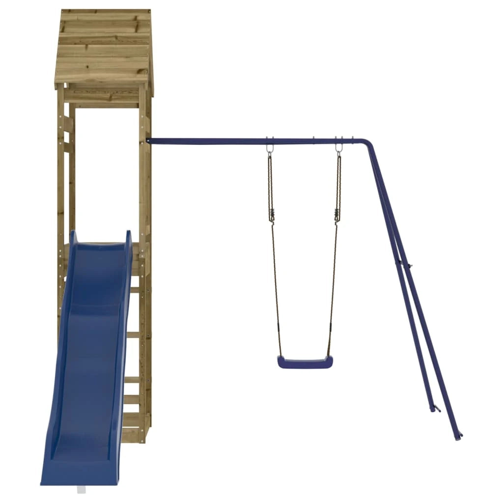 Area giochi all'aperto con altalene scivolo e robuste strutture per arrampicarsi  giochi da giardino 245 x 362 x 264 cm legno di pino impregnato 02_0004765