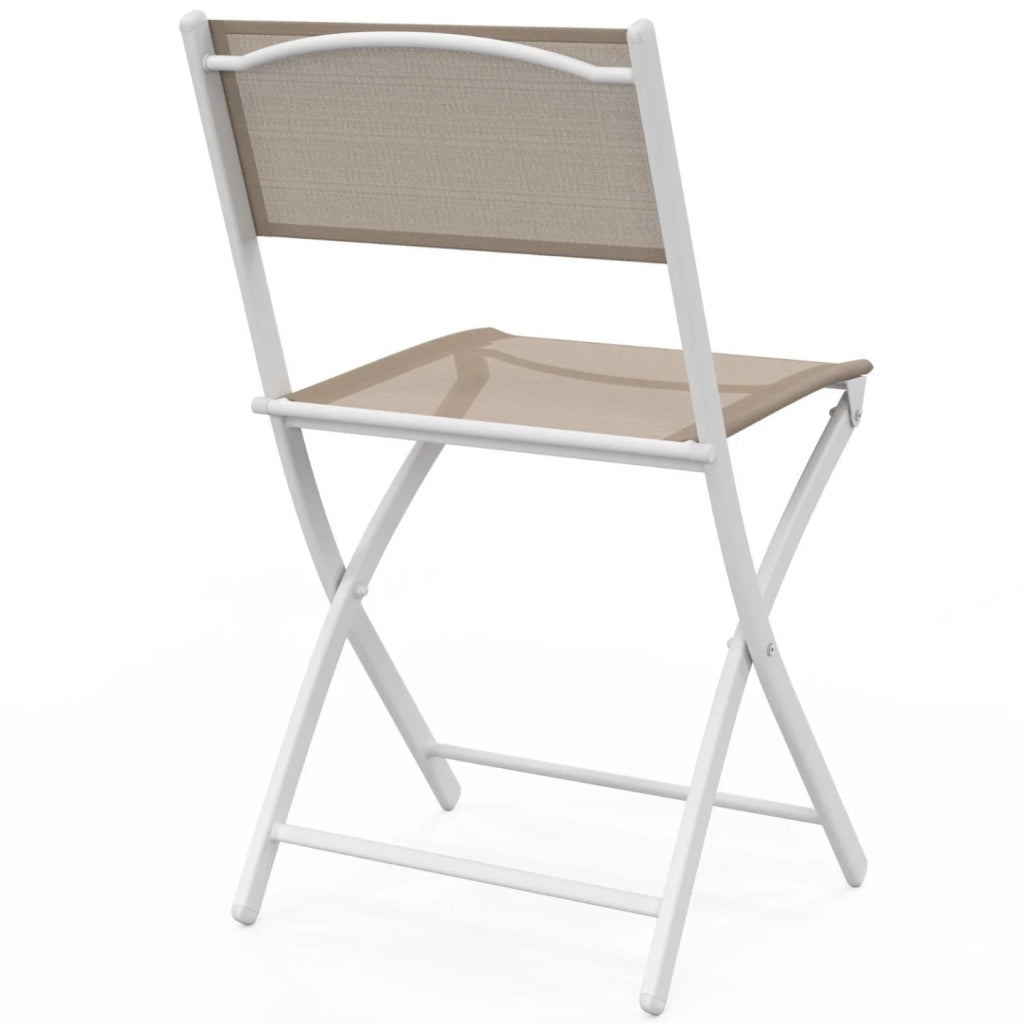 IDMarket - Set di 6 sedie da giardino pieghevoli BASTIA in metallo e textilene, bianco e beige