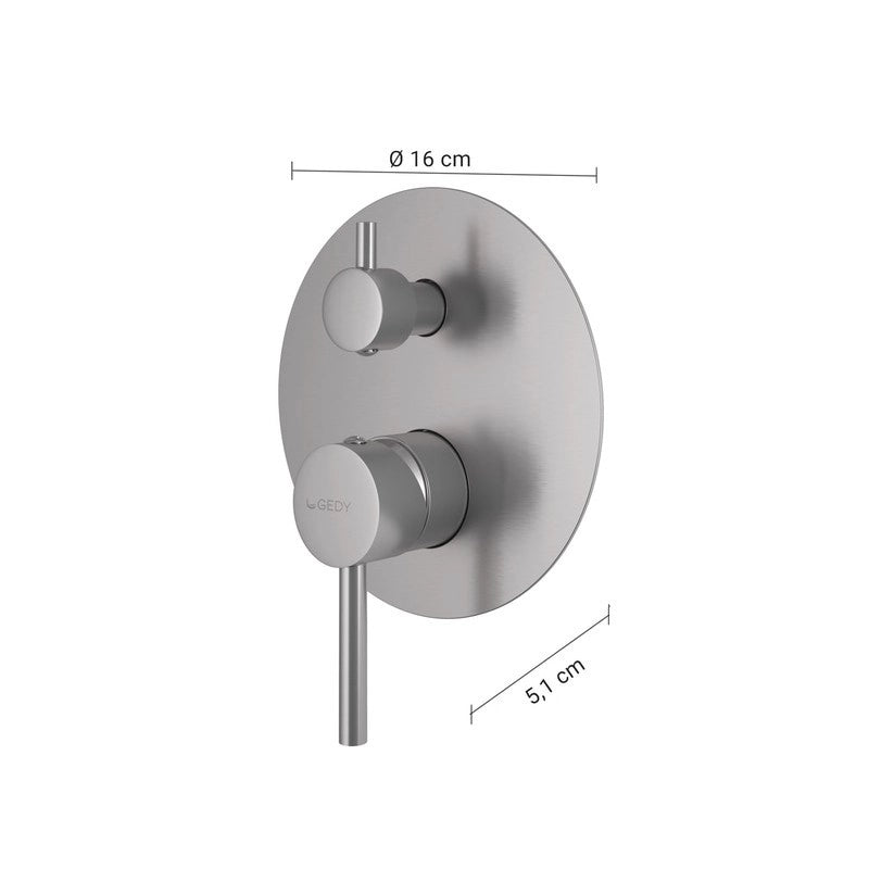 Miscelatore da incasso per doccia con deviatore Garda gun metal 16 x 16 x 5,1 cm