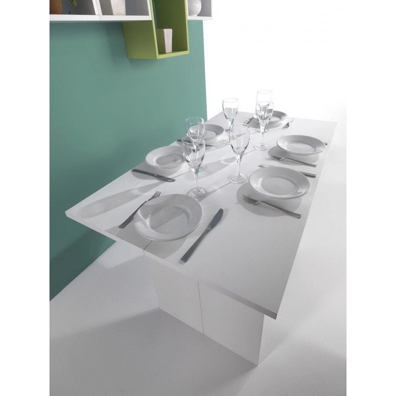 Tavolo consolle estensibile Oplà con piano ribaltabile e vano portaoggetti bianco 120x35/70x75 cm - Terraneo