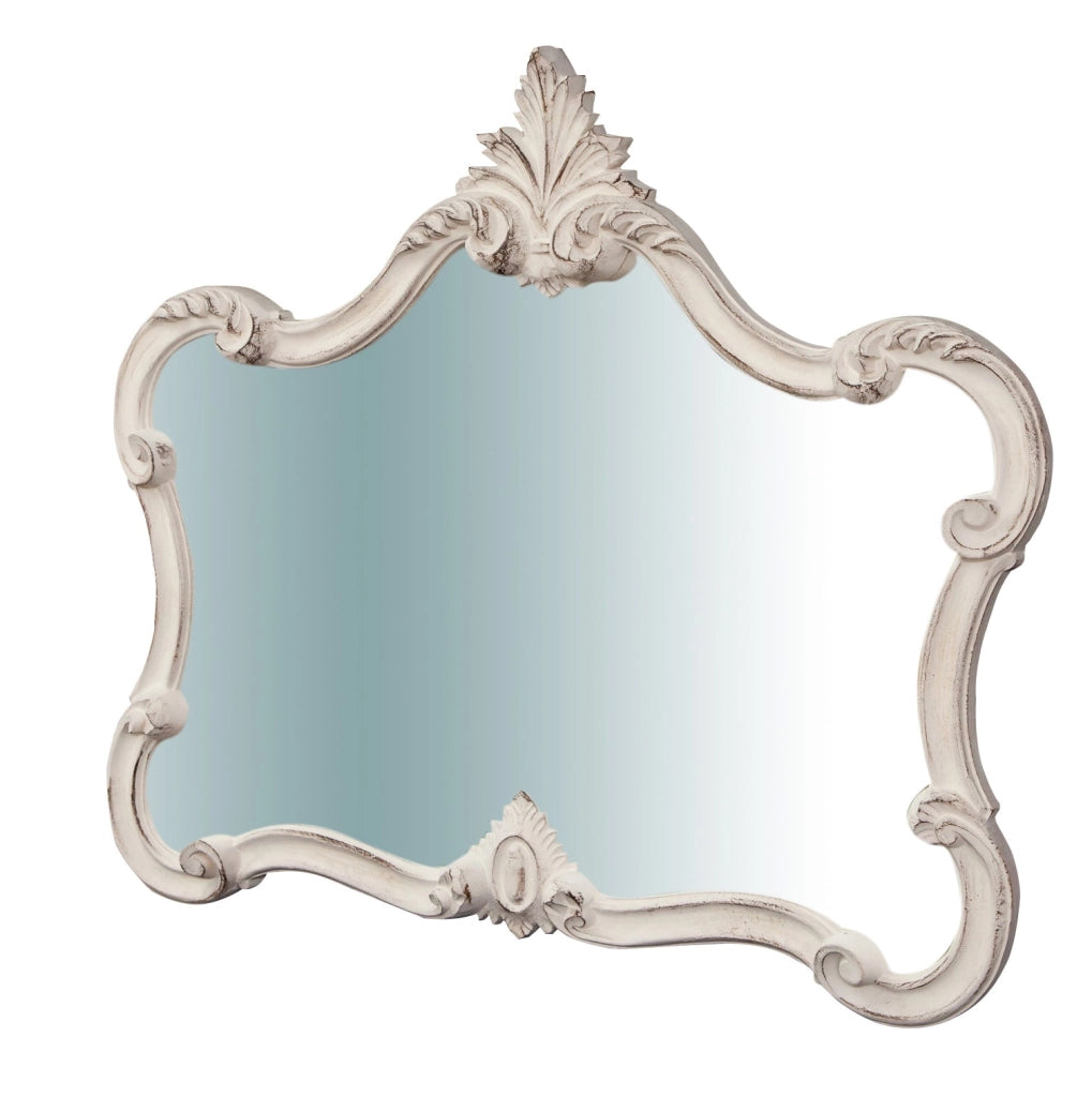 Biscottini Specchiera da parete in legno finitura bianco anticato L71XPR5XH82 cm Made in Italy